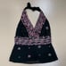 Vintage 90s Y2k Cache Embroidered Tie Back Halter Top Whimsigoth Trashy Fairy M