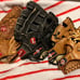 5 baseball gloves: 2 adult and 3 junior various brands