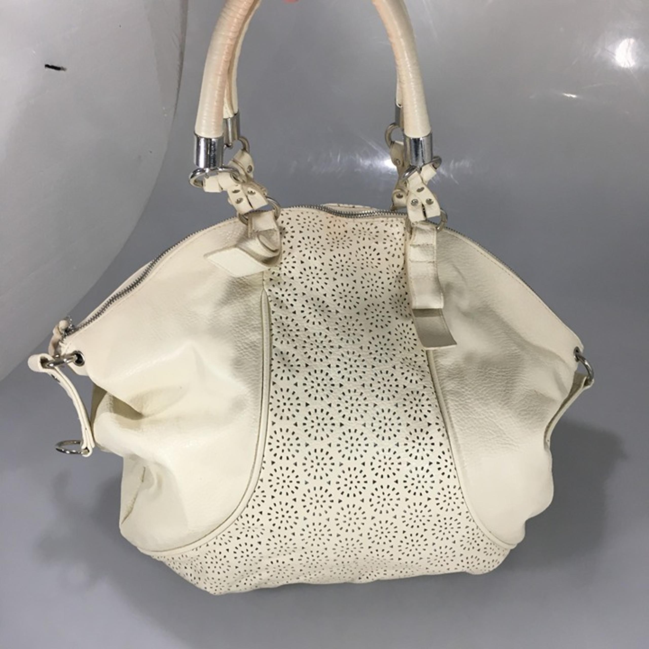Olivia + Joy Ivory Cutouts Vinyl Large Shoulder Tote Bag Handbag