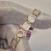 Vintage Jezlaine Sterling Silver Pink Mother of Pearl Geometric Link Bracelet