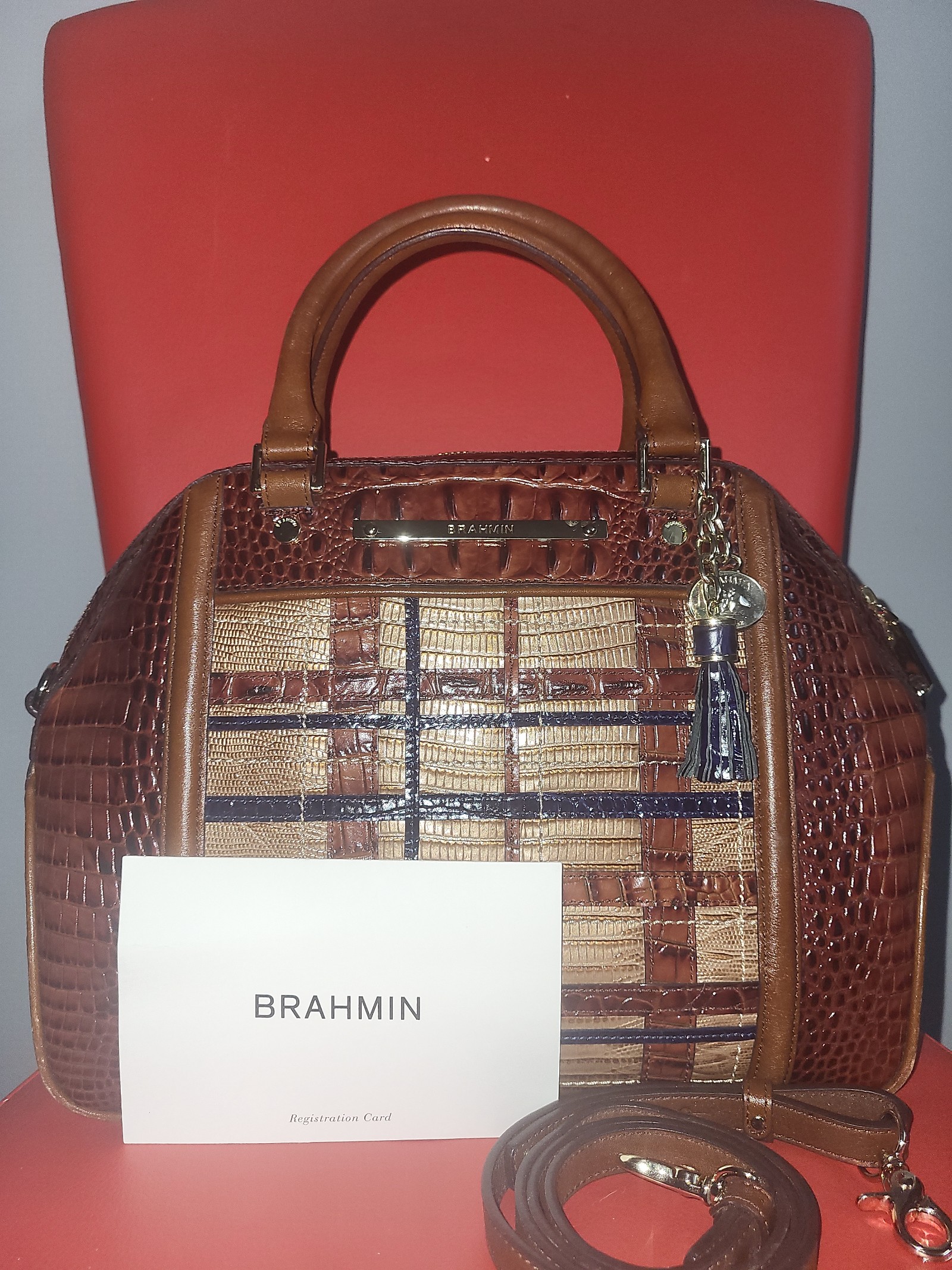 Brahmin Hudson Satchel Pecan Canterbury
