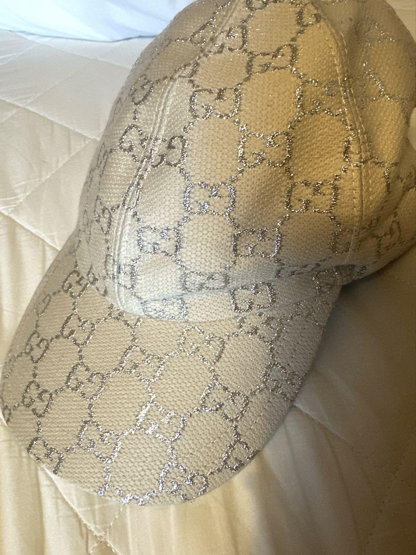 GUCCI gg glitter baseball cap white