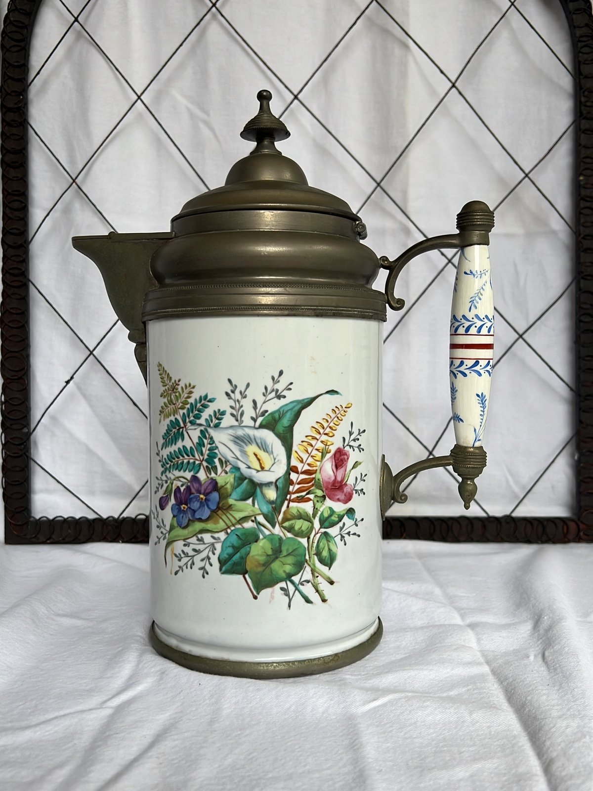 Antique Manning Bowman Enamel Coffee Pot