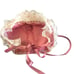 Handmade VTG Ecru Crochet Baby Bonnet Lined Satin Ruffle Pink Satin Ties Newborn