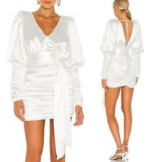 Danielle Guizio Ivory White Ruched Dress Size M