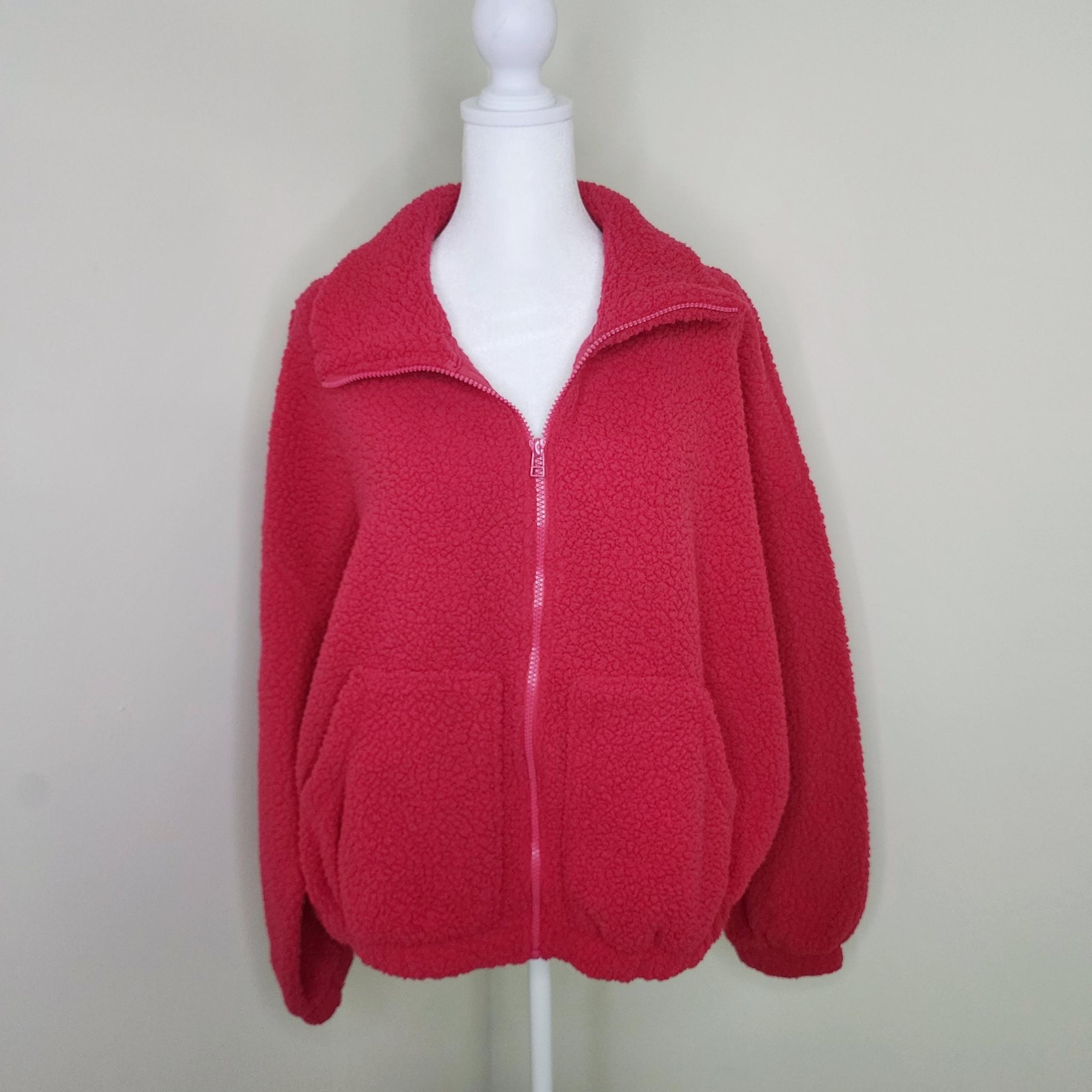 Women's Old Navy Cozy Fushia Pink Fleece Zip-Up Sherpa Jacket Size Med