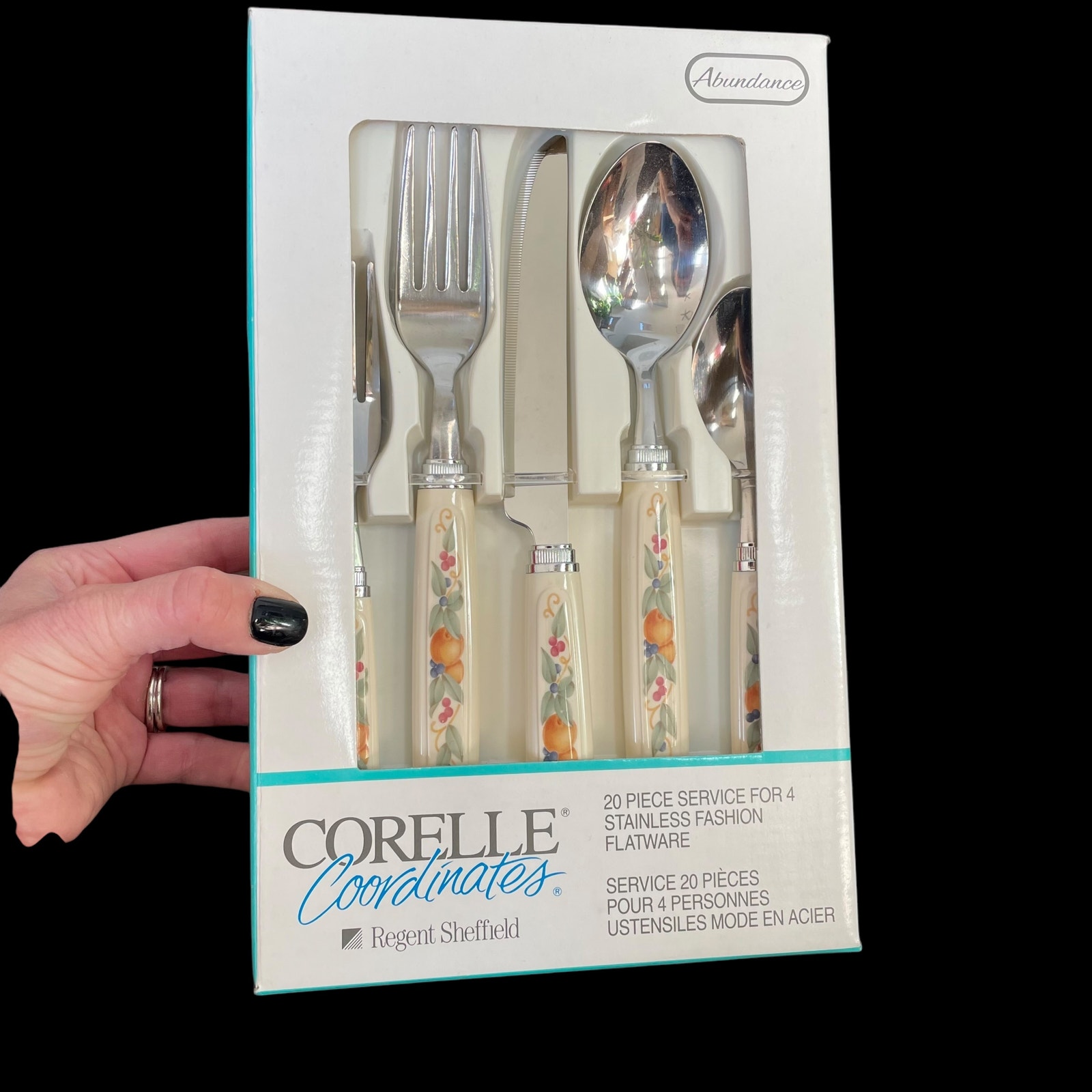 Vintage Corelle Coordinates Abundance Flatware Set 20 Piece Regent Sheffield NOS