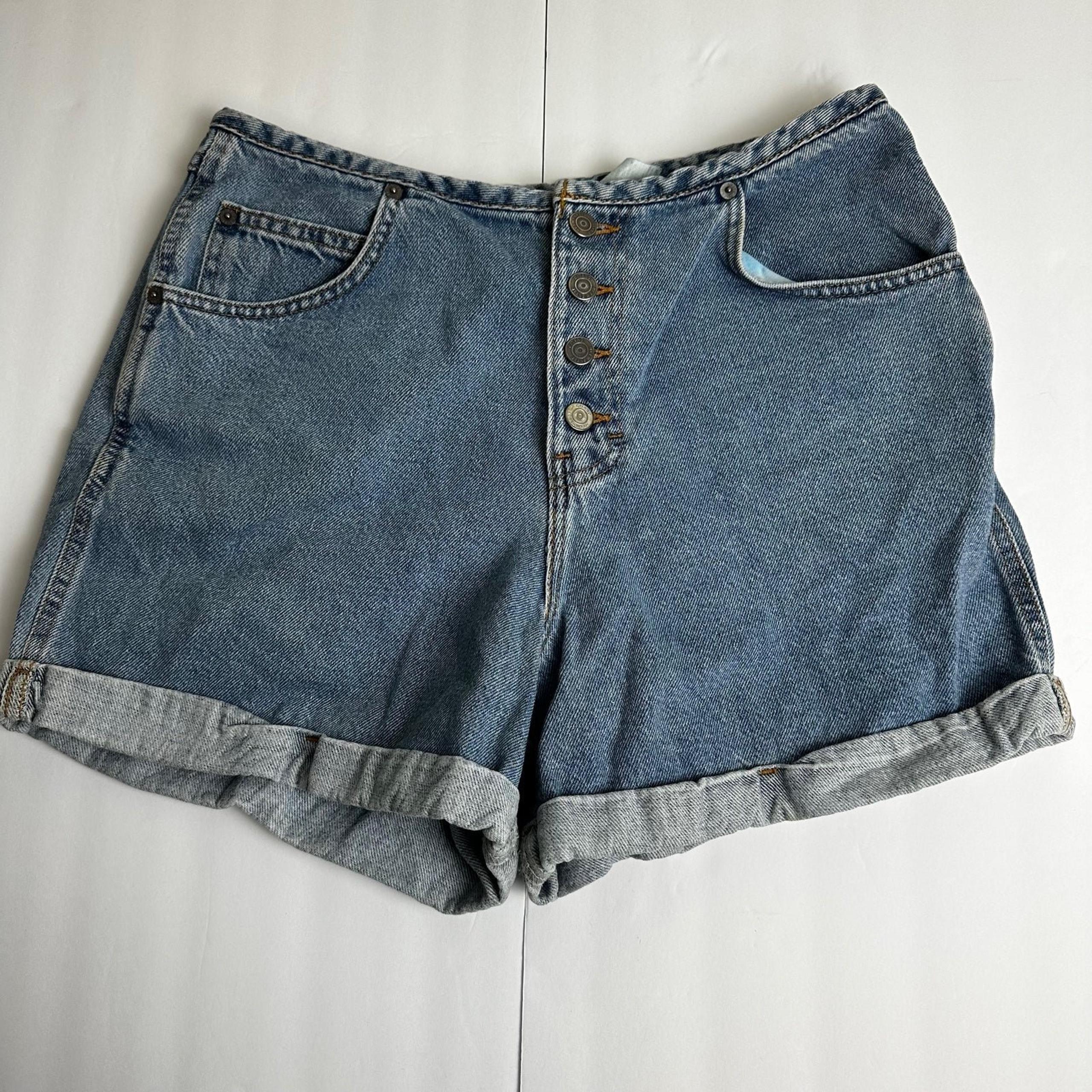 Vintage Gintano Mom Shorts high rise button fly size 14 denim 100% cotton blue