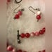 Vintage 1940s BAKELITE Marbled Cherry/Vanilla Necklace Earrings Bracelet Set