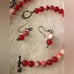 Vintage 1940s BAKELITE Marbled Cherry/Vanilla Necklace Earrings Bracelet Set