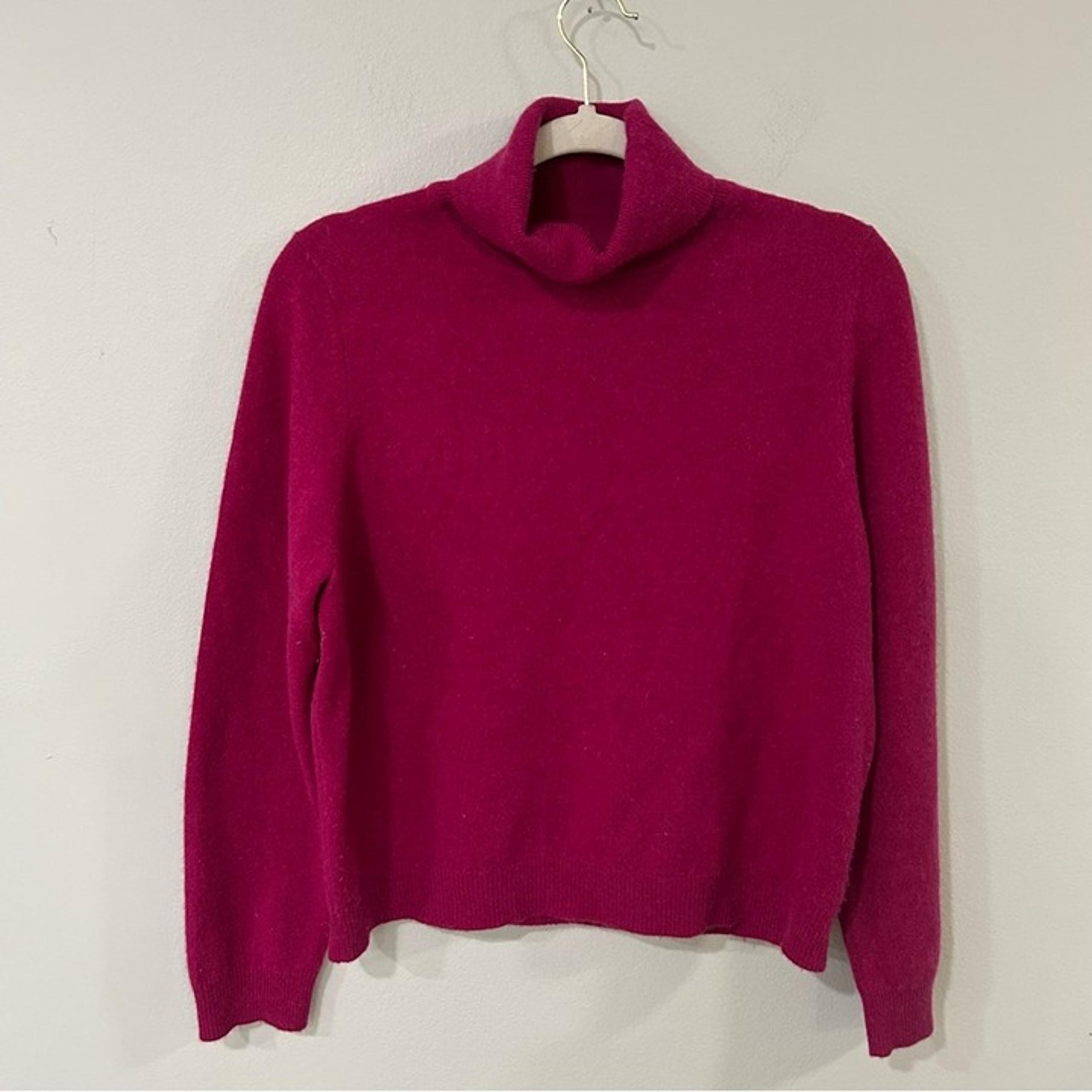 Cashmere Magenta Pink Cowl Neck Turtleneck Sweater Size XL - Valerie Stevens