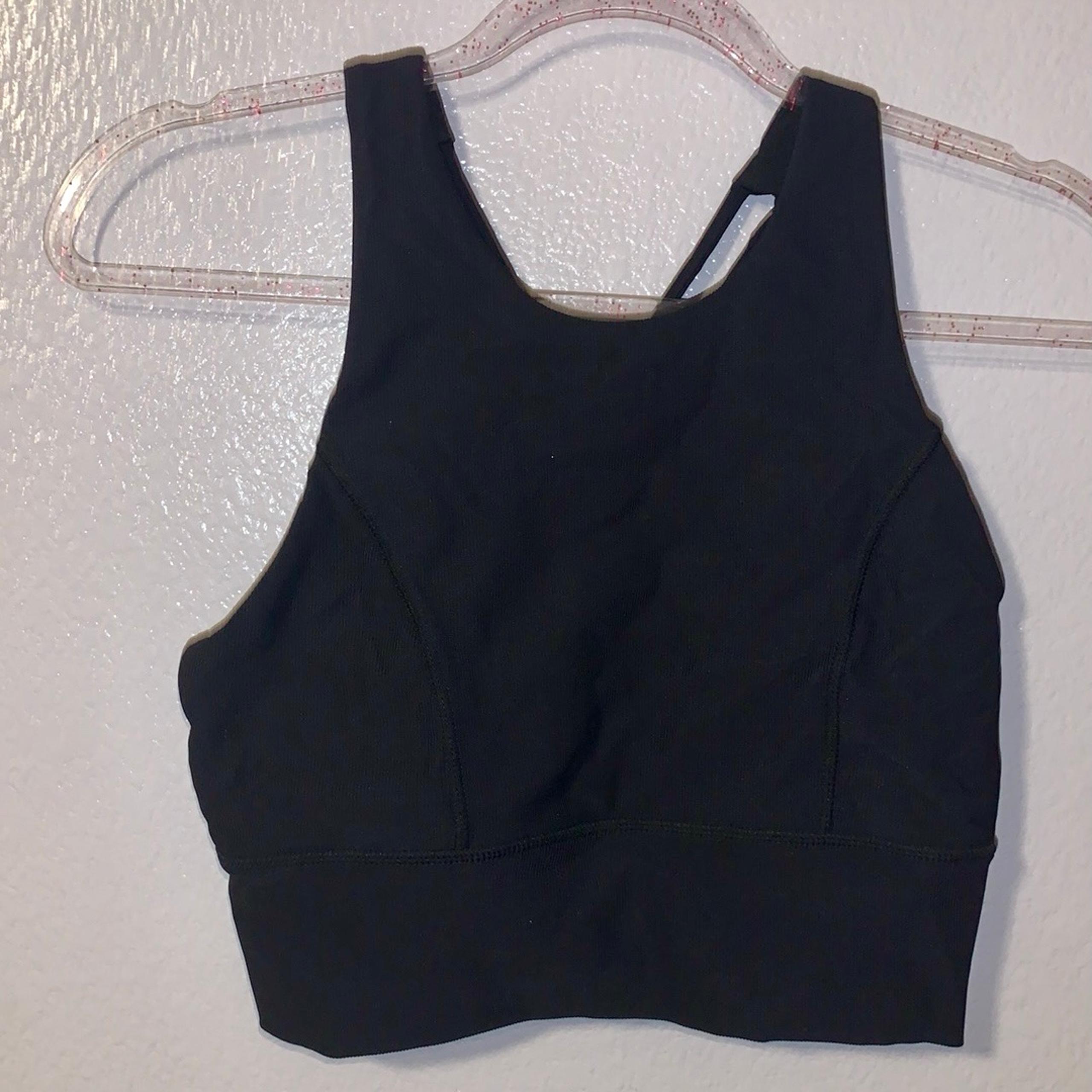 Kyodan Womens Black Sports Bra Half Crop Top Criss Cross Raceback