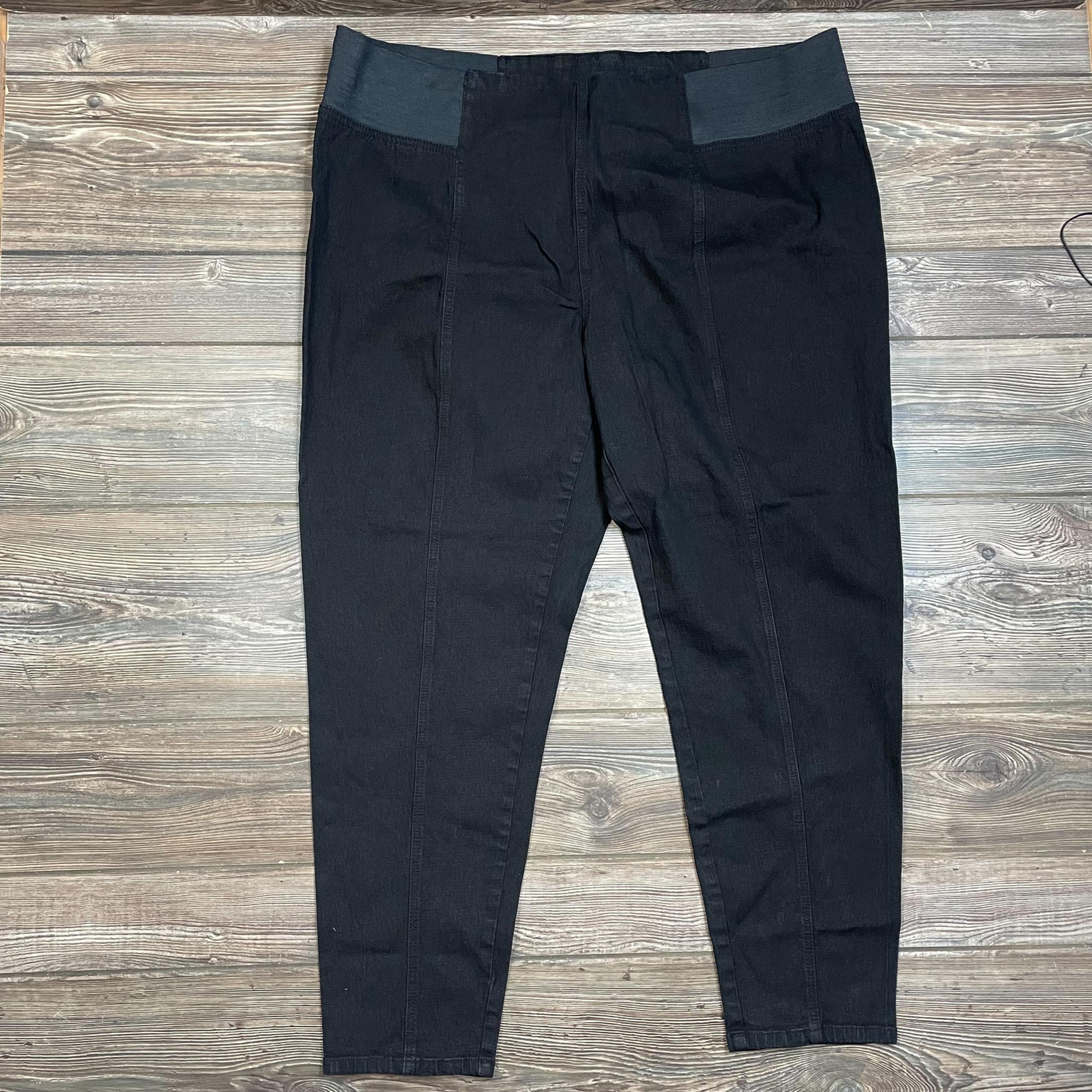 DG2 Diane Gilman Black Pants Pull On Twill Denim Stretch SZ 3XT C101955