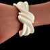 Vintage White Plastic Bow Ribbon Clamper Bangle Hinged Bracelet