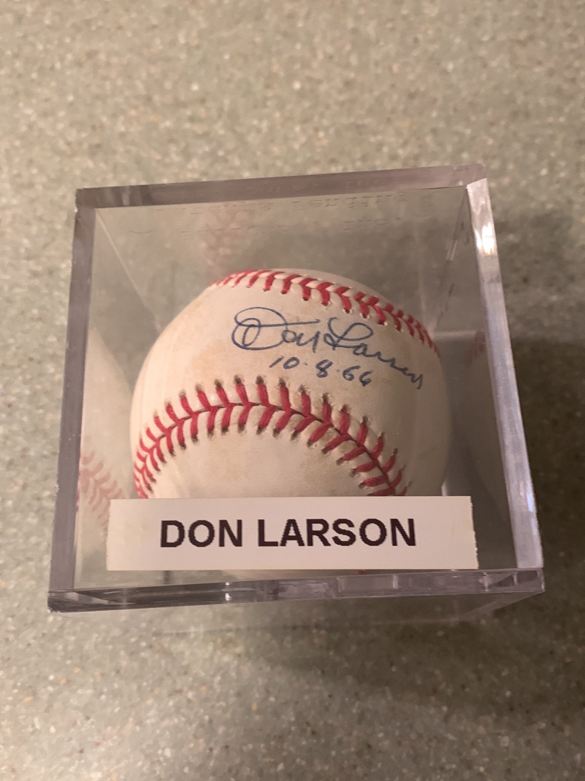 Don Larson signed Baseball perfect game (10/8/56)