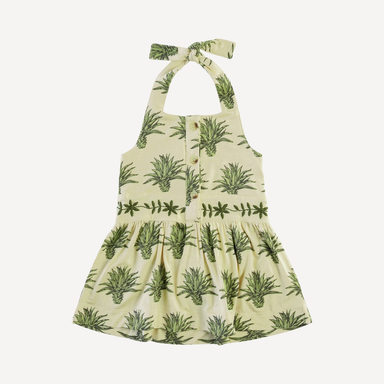 NWT Kate Quinn Embroidered Halter Dress in Agave Leaves Size 7y Bamboo