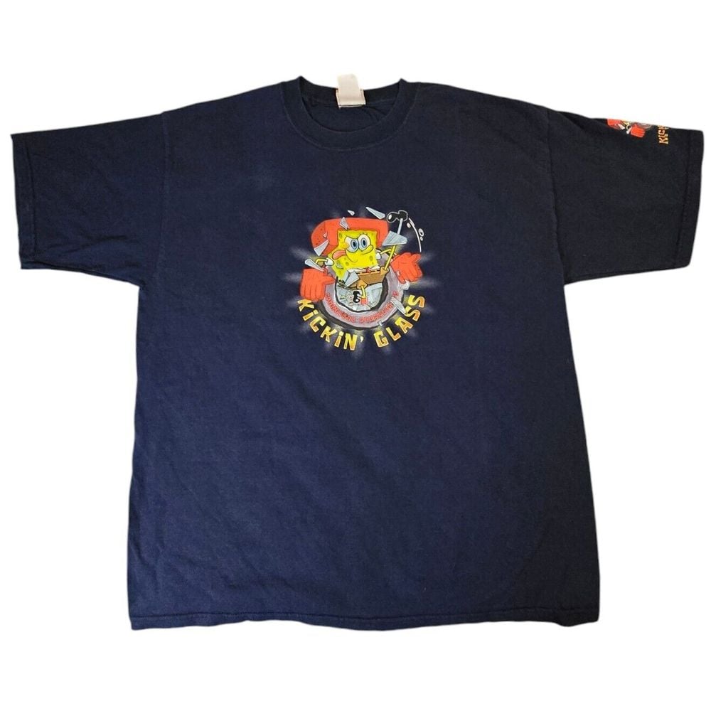 Vintage 2003 Y2K SpongeBob SquarePants Kickin Glass Shirt SZ XL Grunge Street