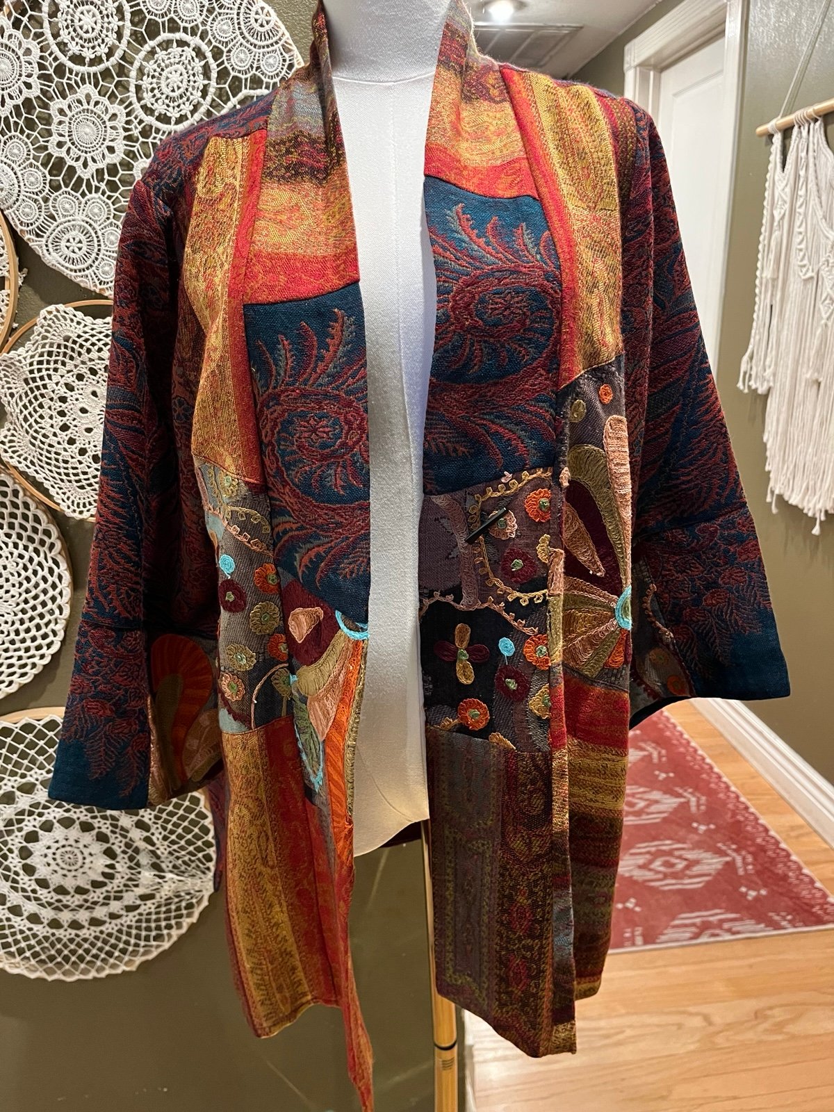 Soft Surroundings Boho Patchwork Open Front Kimono Jacket – Size Medium