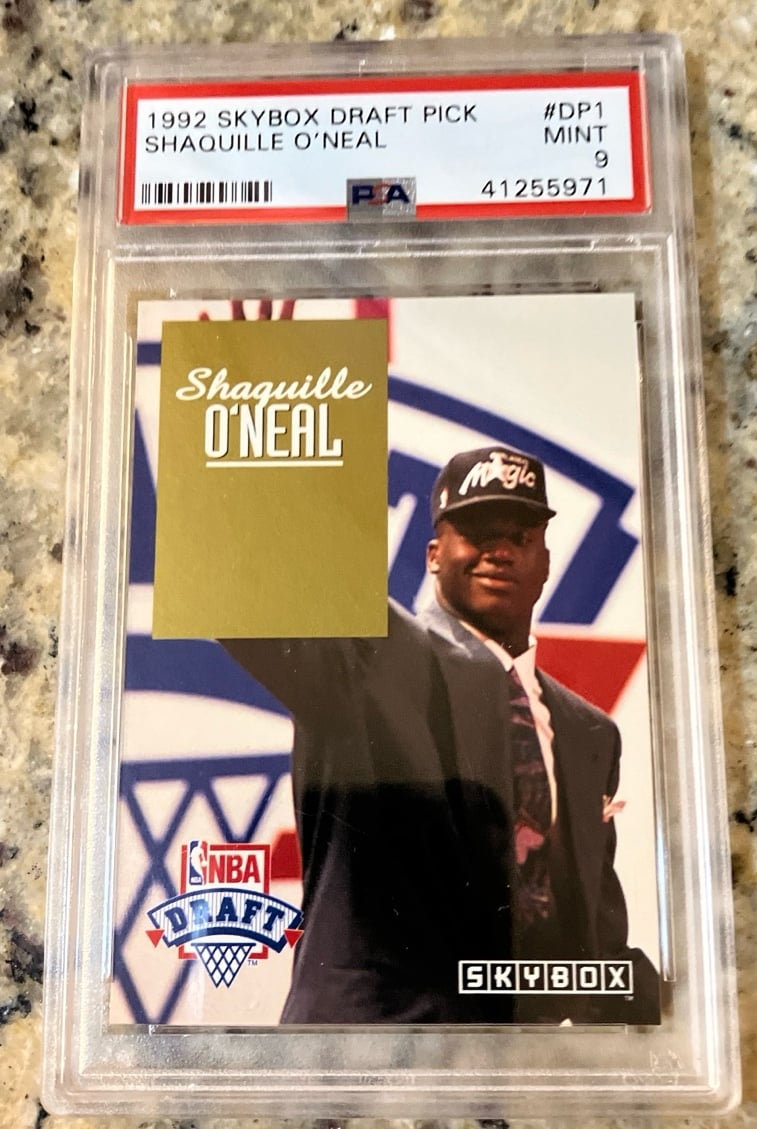 1992 Skybox Draft Pick Shaquille O’Neal #DP1 PSA Mint 9