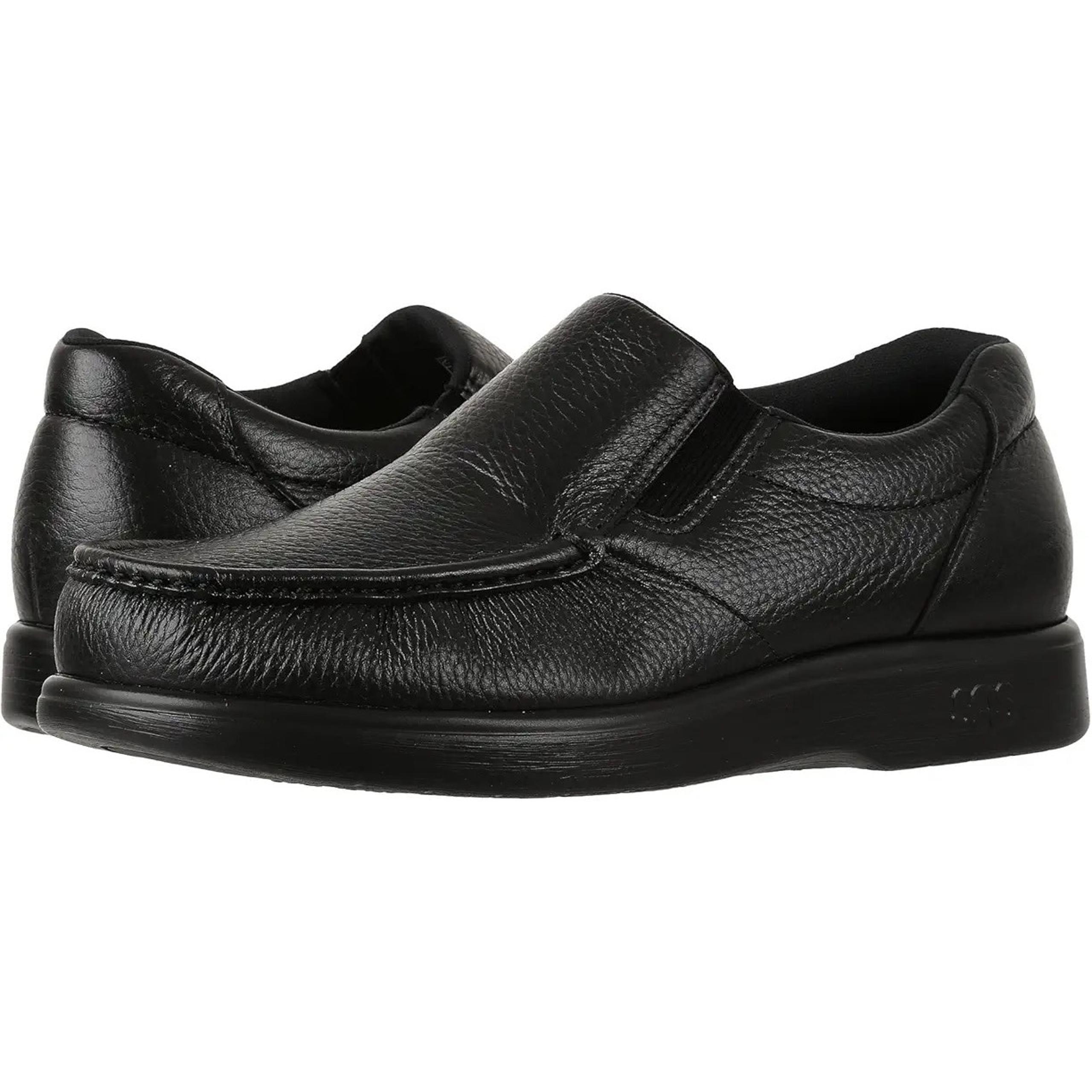 SAS Mens Side Gore Walking Shoe US 9.5 XWide EU 42.5 Black Leather Slip-on NWOB