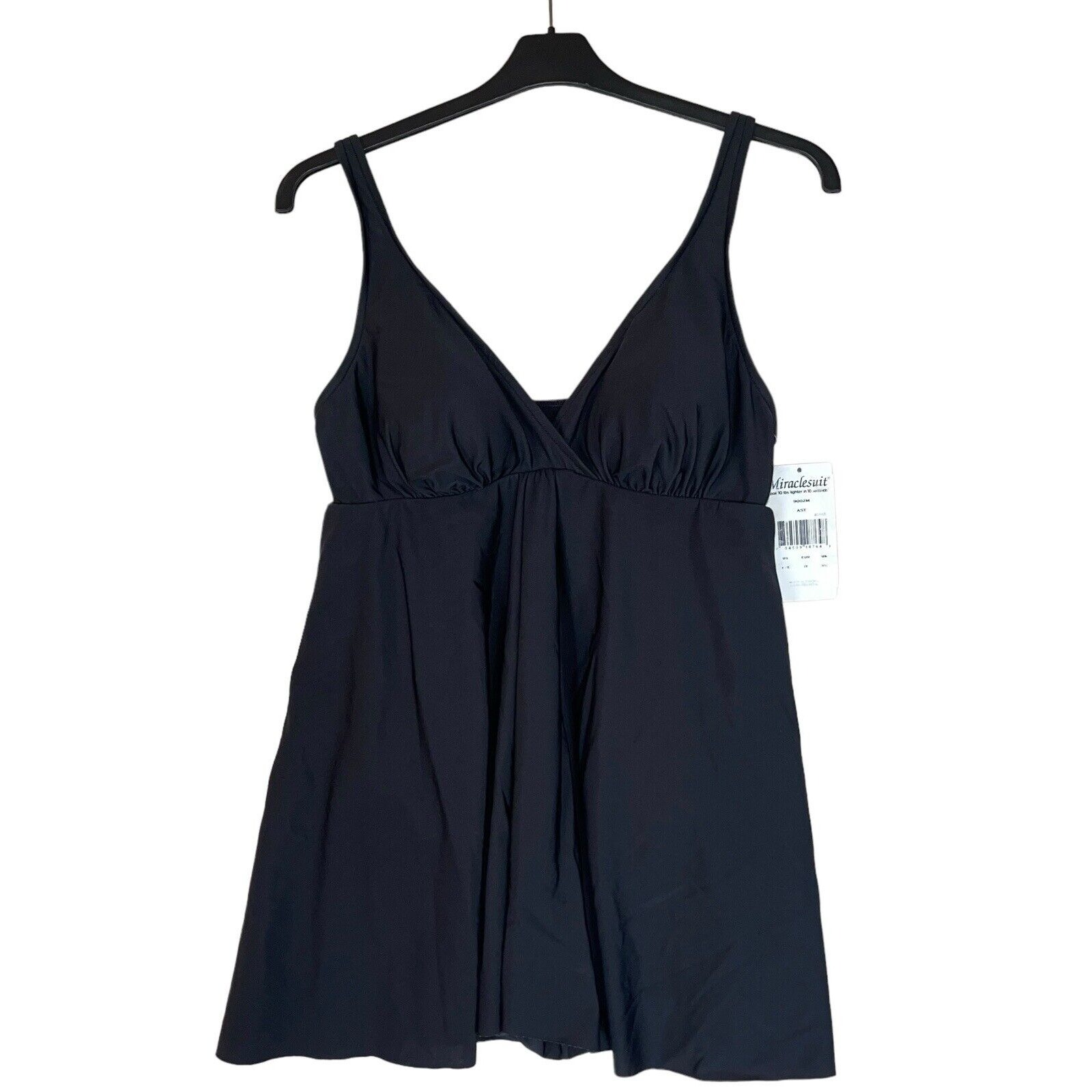 Miraclesuit Swimsuit Black One Piece Swimsuit Dress 10 NWT L Large Padded