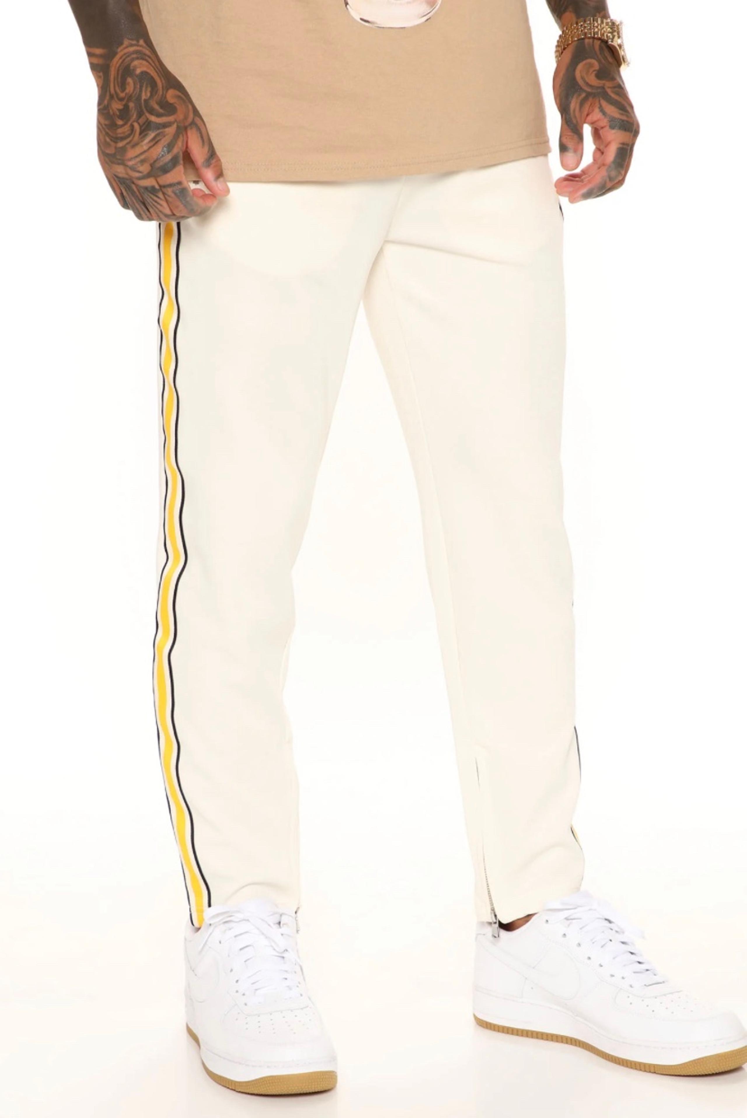 NovaMen Men's Keep Up Side Striped Track Pants White Size XL