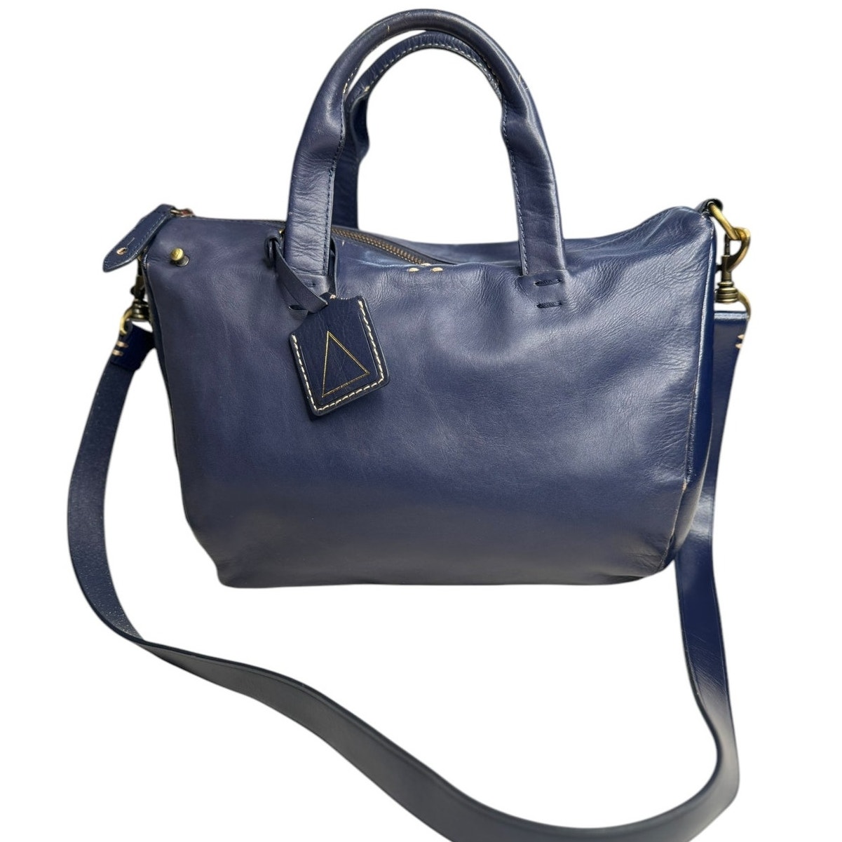 Anthropologie Kelsi Dagger Brooklyn Wythe Indigo Leather Satchel Navy Blue Bag