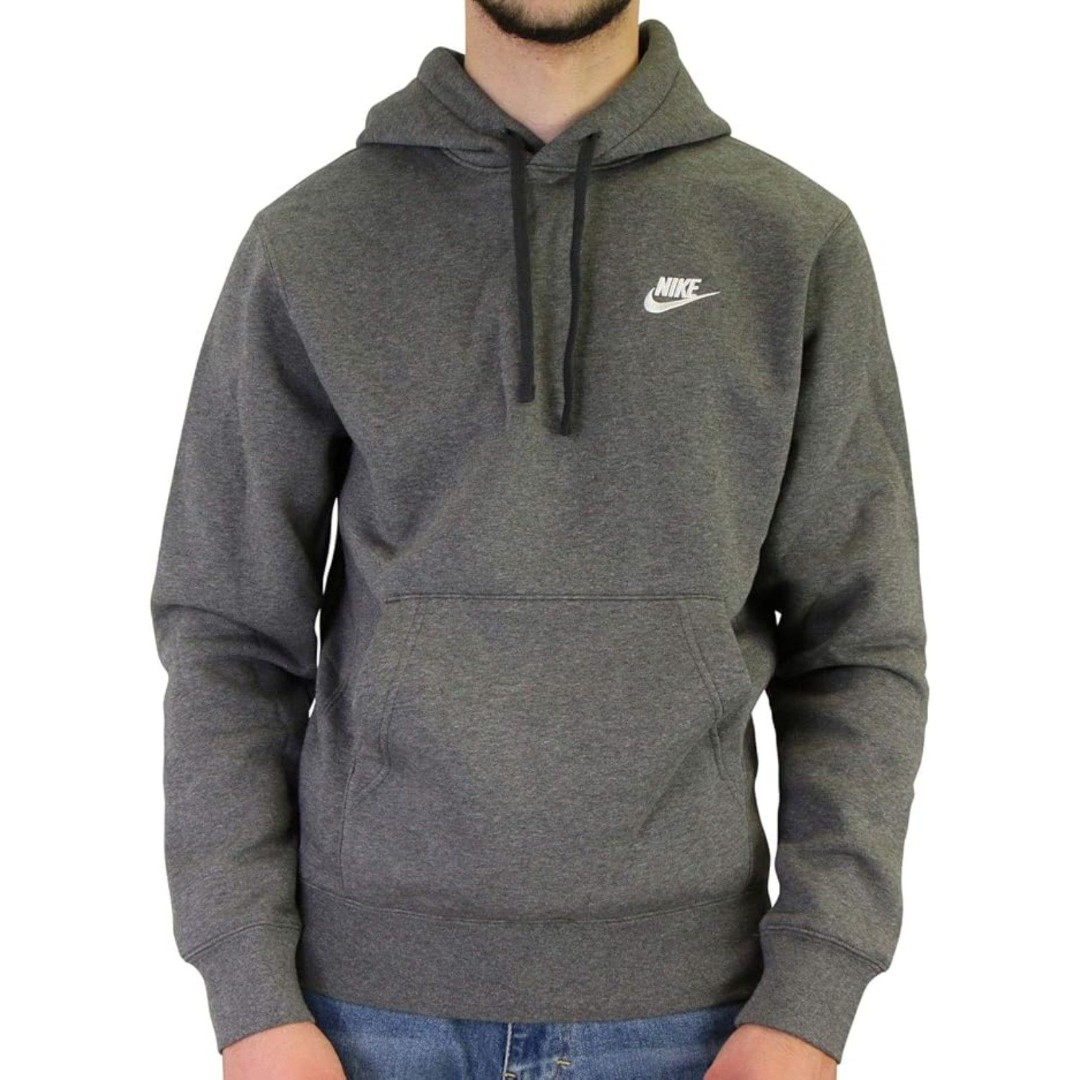 Nike Pull Over Hoodie, Charcoal Heather/Anthracite/White, Medium BV2654-071