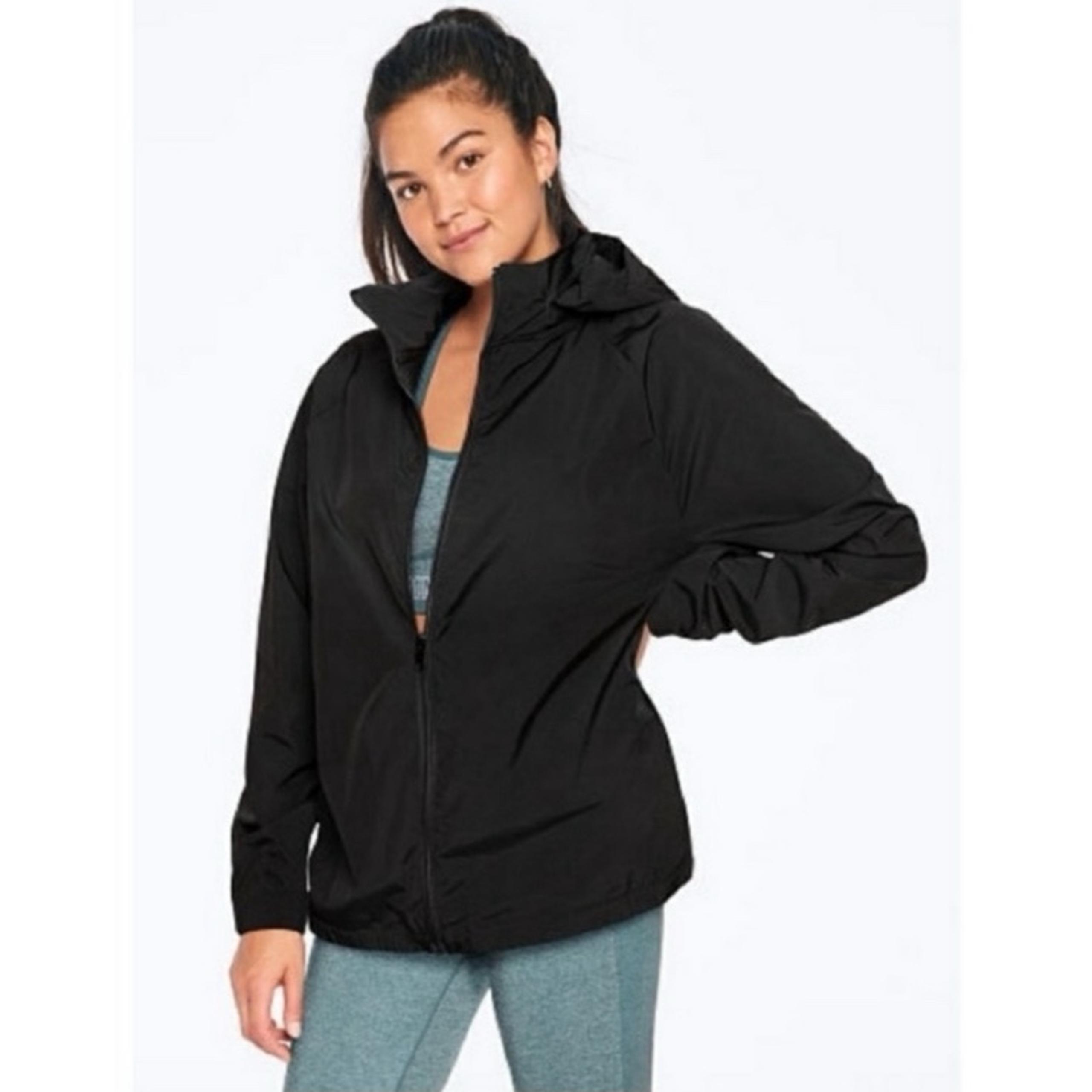 VICTORIA’S SECRET PINK | NEW Black Zip-Up Windbreaker Jacket Women’s Size S/M