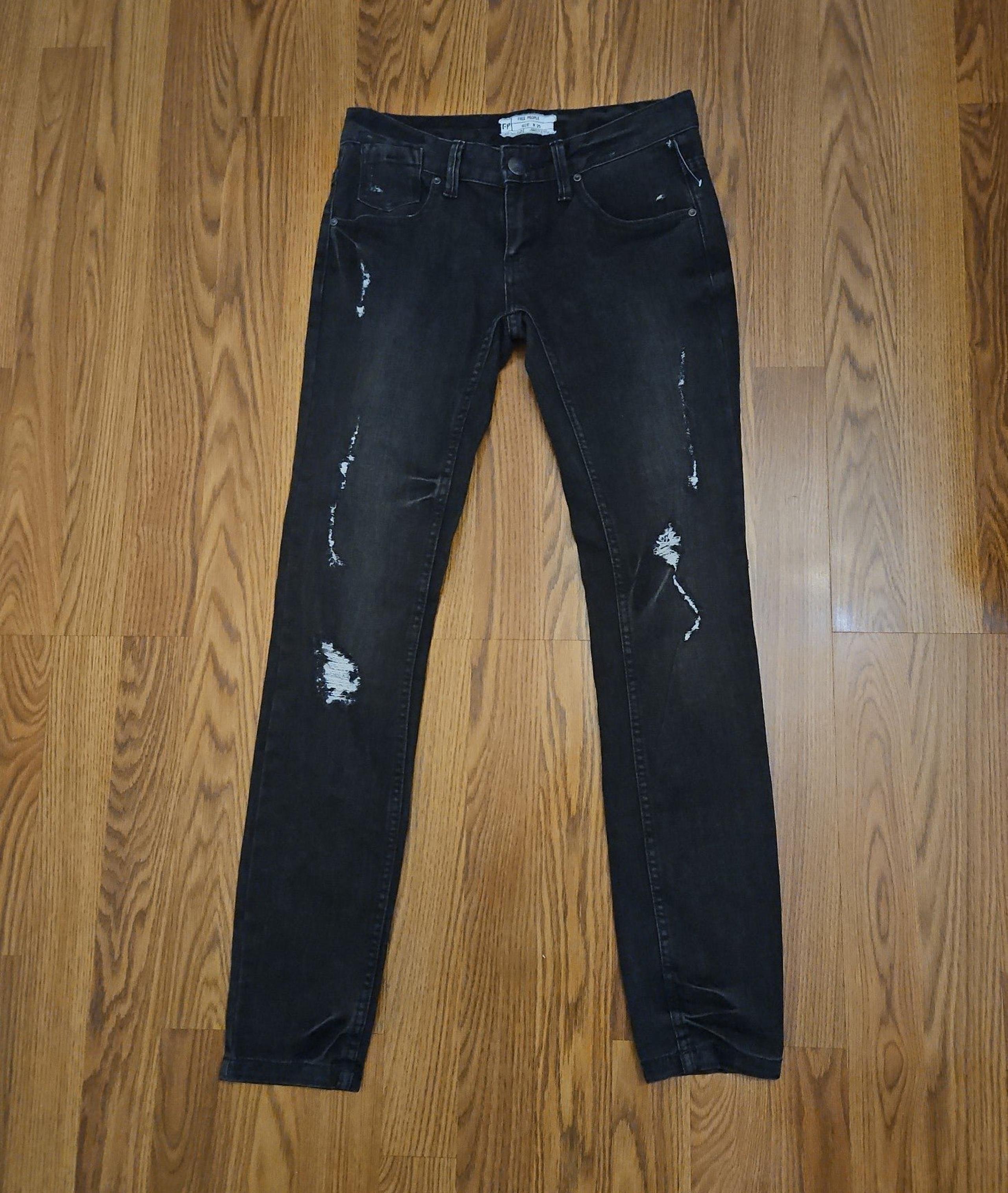 Free People Skinny Black Washed Jeans/ 25