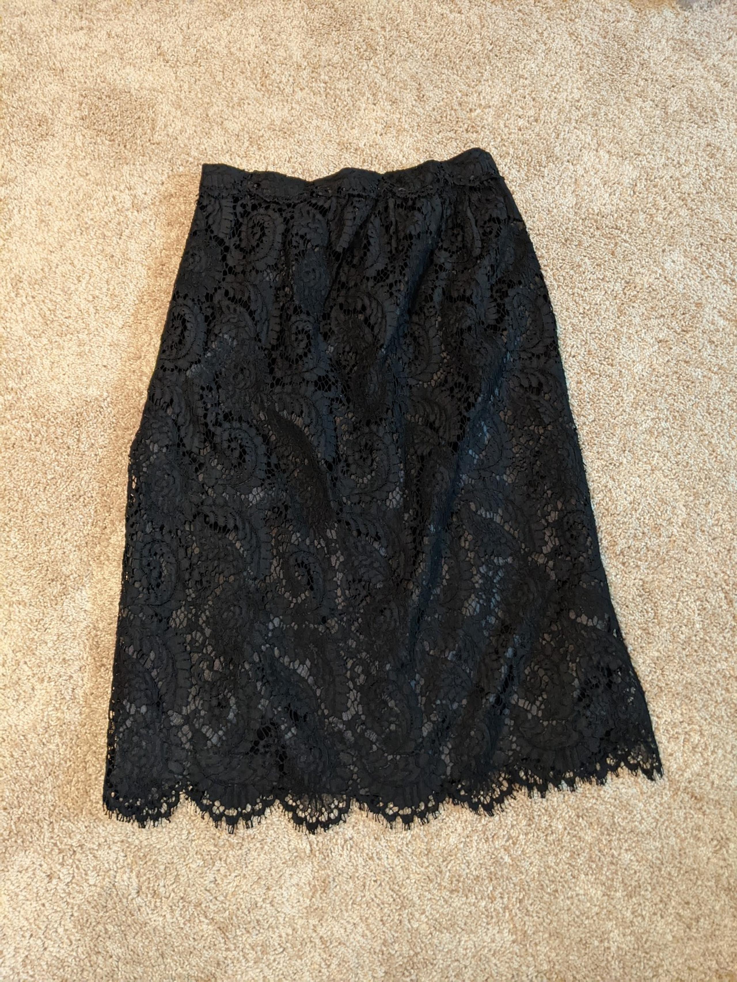 Black lace pencil skirt