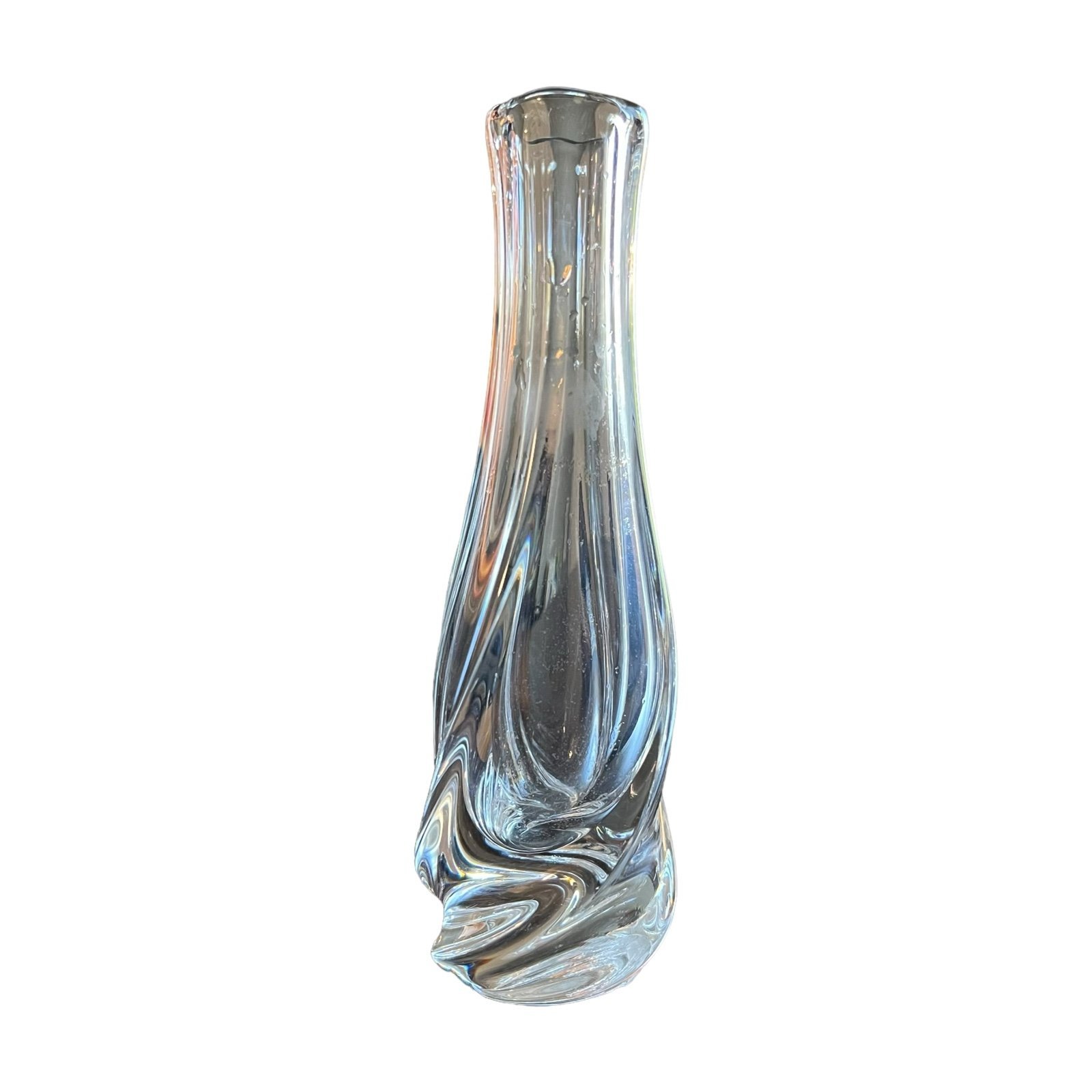 St. Louis France Cut Crystal Swirl Flower Bud Vase 7 1/2” AS IS
