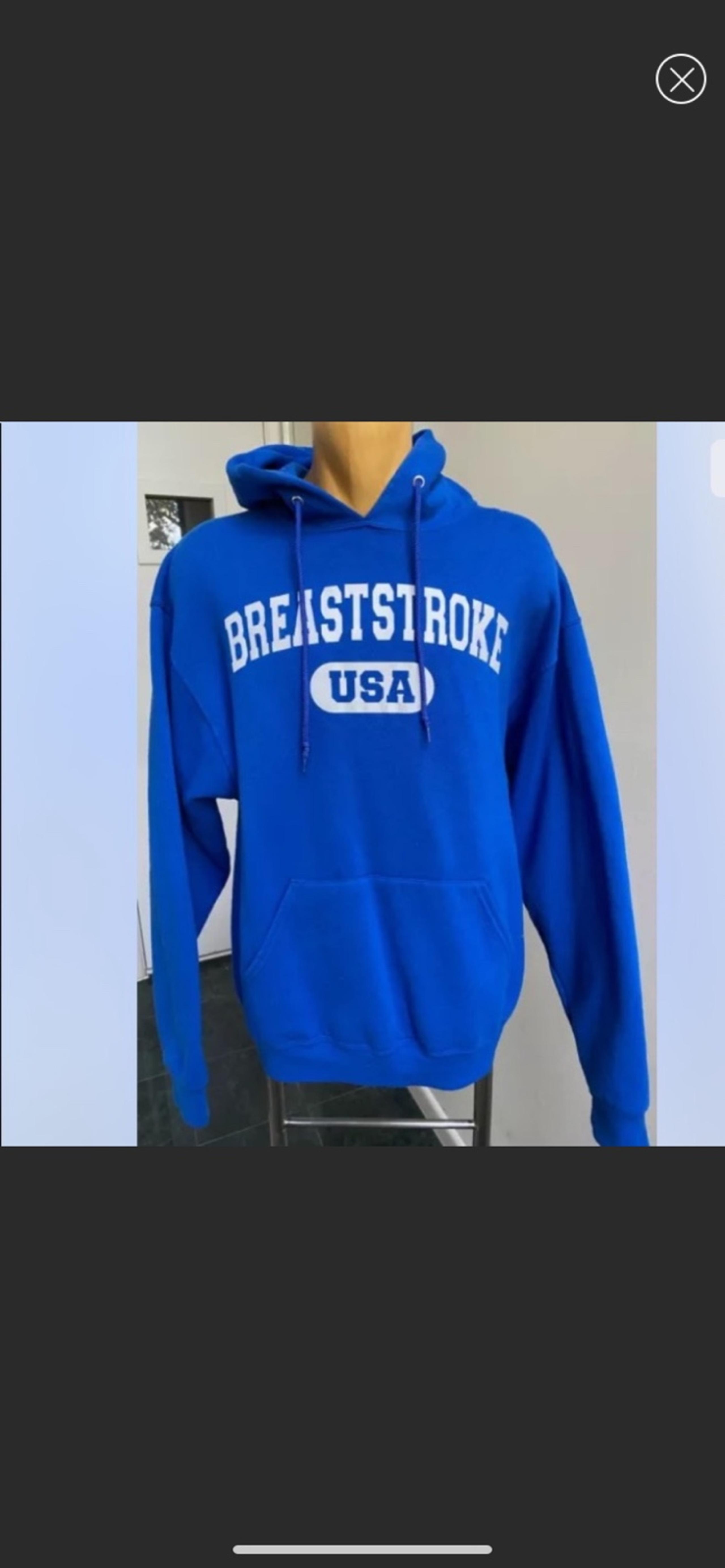 ADULT UNISEX LARGE HOODED SWEATSHIRT BREASTSTROKE USA SWIMMING SWIM ROYAL BLUE L