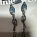 Vtg True West Genuine Turquoise Feather Cactus Dangle Stud Earrings
