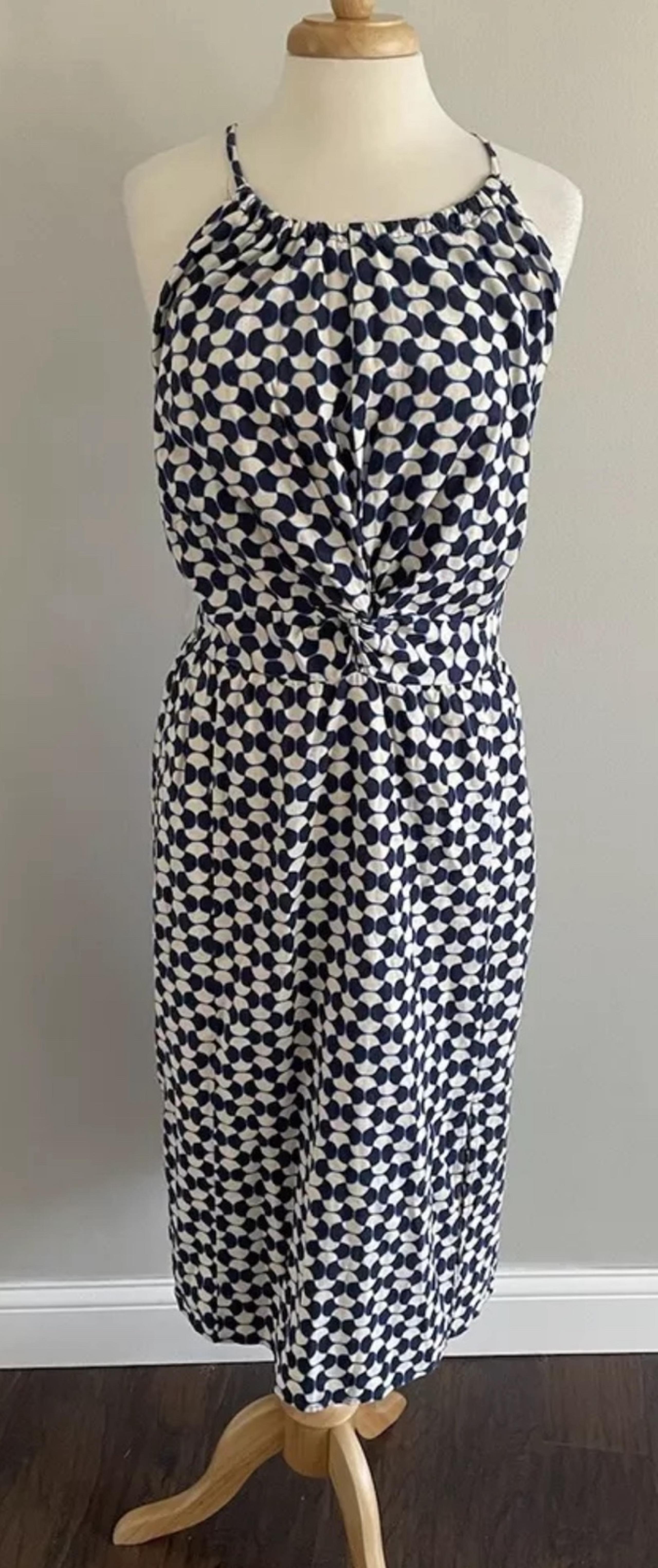 Ava & Viv Women’s Blue Print Twist Front Back Tie Halter Dress Women’s Size 2X