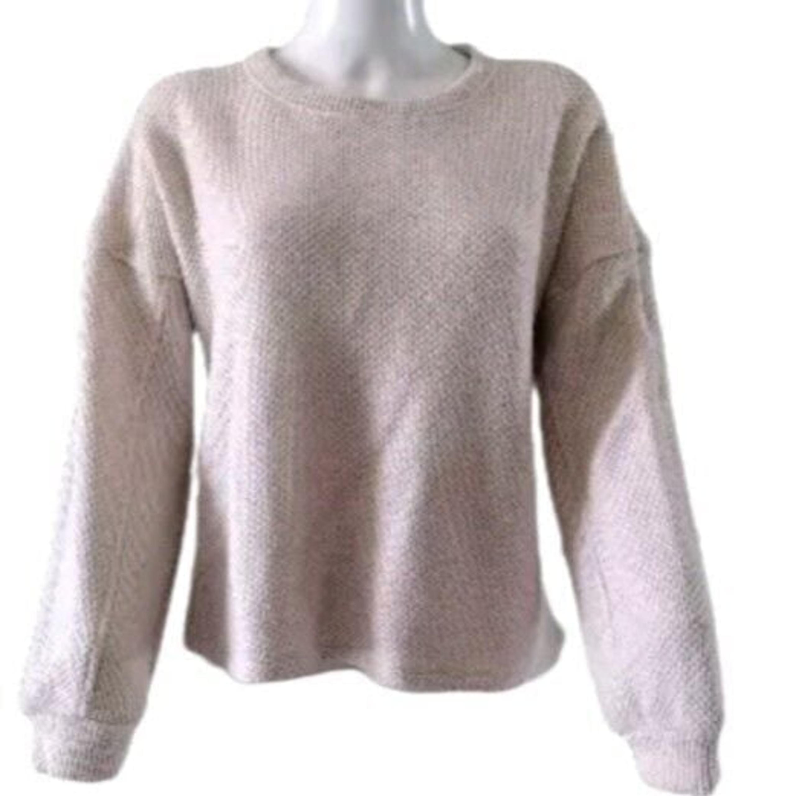 Banana Republic Sweater Women's XL Beige Knit Cropped Pullover Long Sleeve Boho