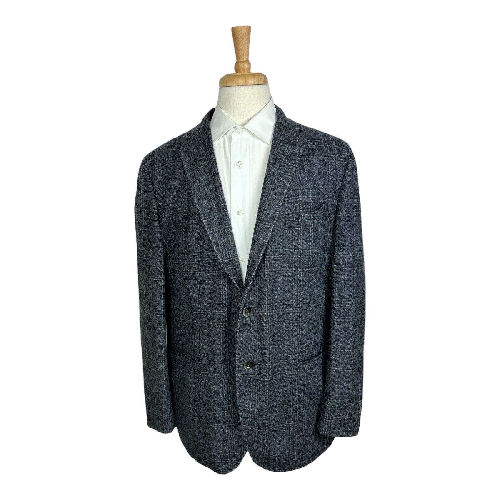 Boglioli Current Wool Polyester Gray Black Checked Mens Blazer Size 48R Mint