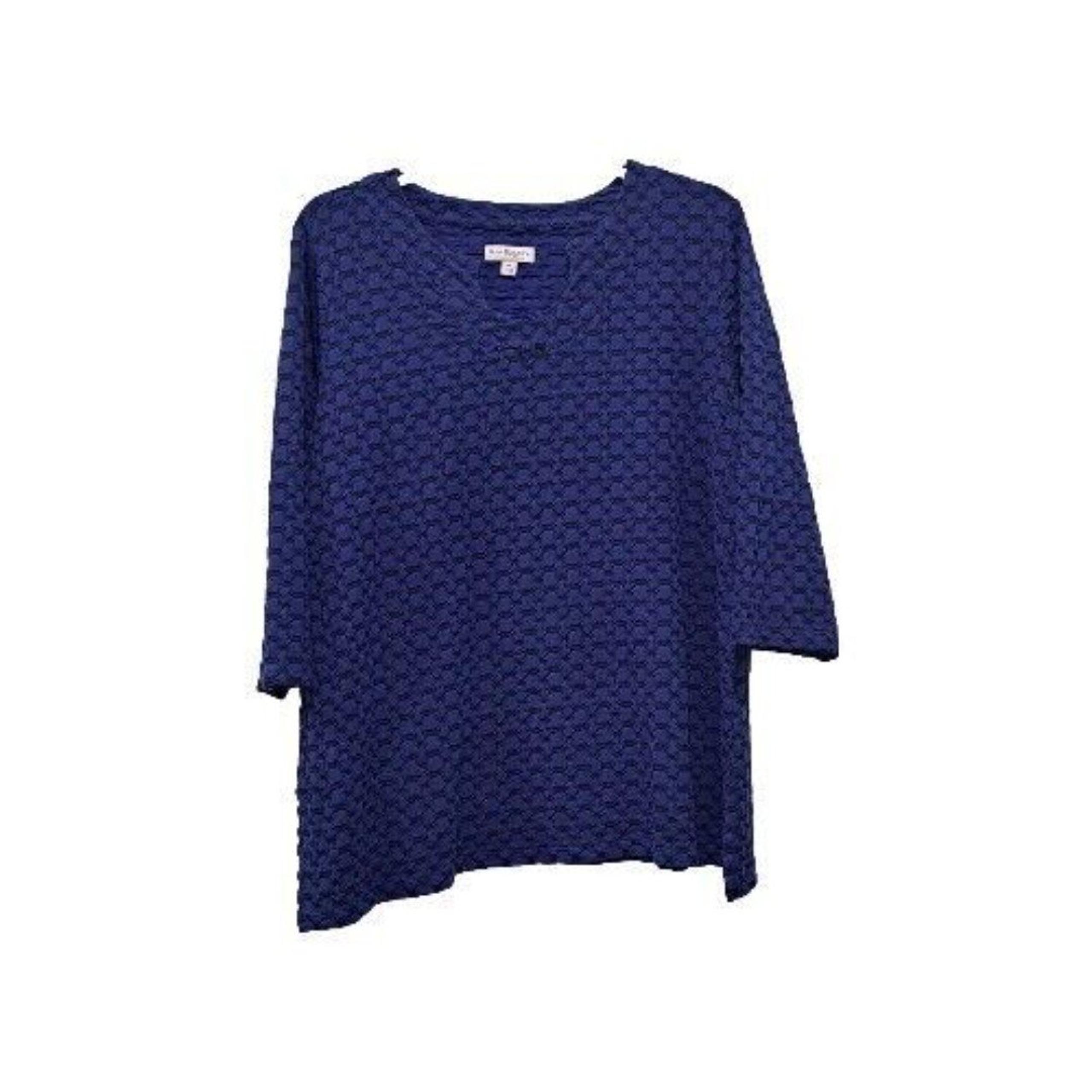 Kim Rogers Woman Womens Plus 3X Knit Top Blue Black Geometric Shirt Blouse Tunic