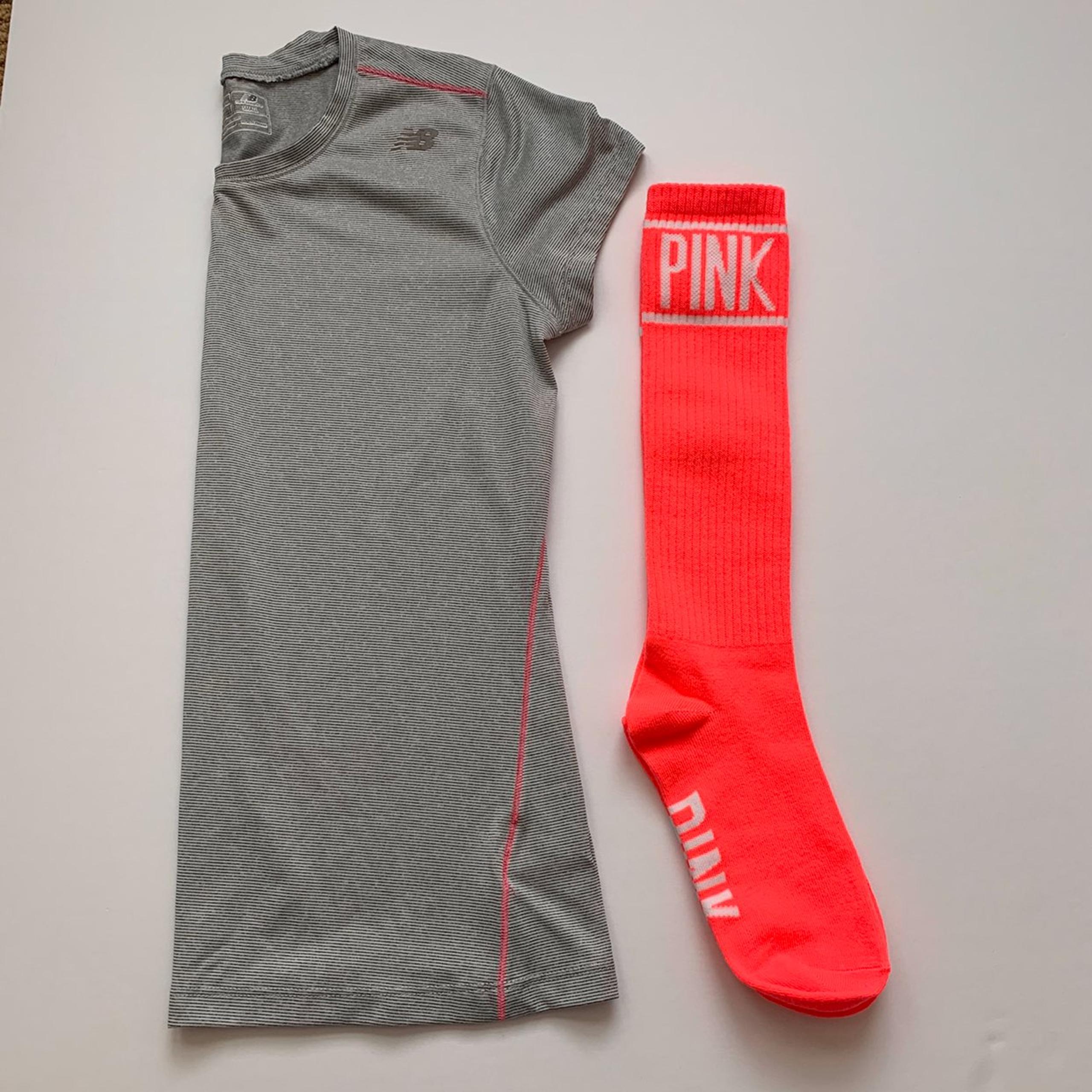 New Balance Top and PINK knee-high socks