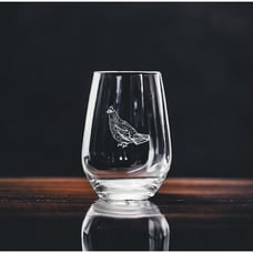 Grouse Stemless Wine Glasses x4 Premium 15 Oz Personalize Animal Gift Wild NEW