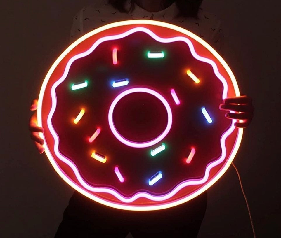 Enormous Tasty Colorful Sprinkle Donut LED Light Sign Decor