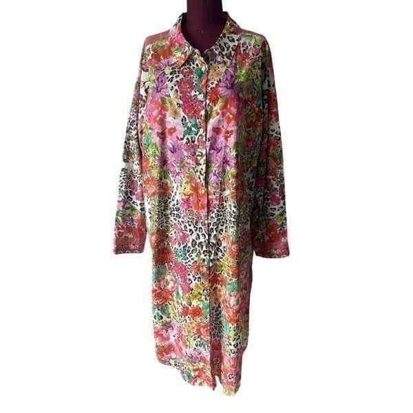 NWOT Johnny Was WILD GARDEN RELAXED OVERSHIRT size XL Floral Multicolor