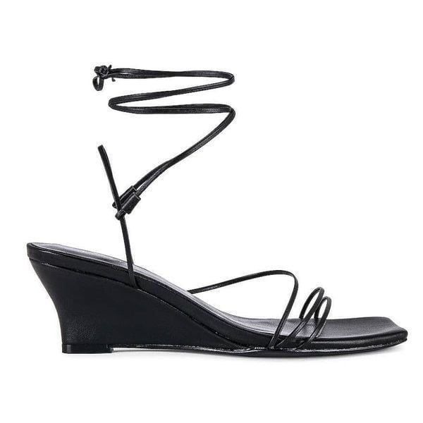 RAYE Women's Zofia Ankle Wrap Wedges in Black SZ 6.5