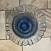 Vintage Victorian Large Hand Blown Blue Glass Vase Ruffled Rim Embossed 12