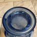 Vintage Victorian Large Hand Blown Blue Glass Vase Ruffled Rim Embossed 12