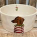 Rae Dunn Dachshund Christmas Dog Bowl Sweater Mistletoe