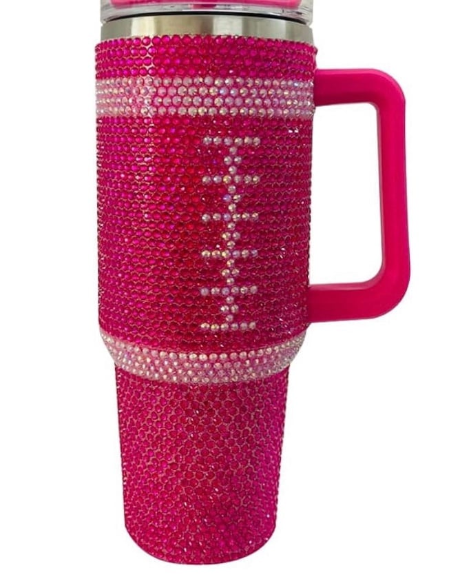 NWT-HYDRAPEAK LIMITED ADDITION 40oz PINK BLING FOOTBALL TUMBLER