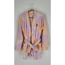 Pink Victorias Secret Tie Dye Bath Short Robe Long Sleeve Womens M/L New Purple
