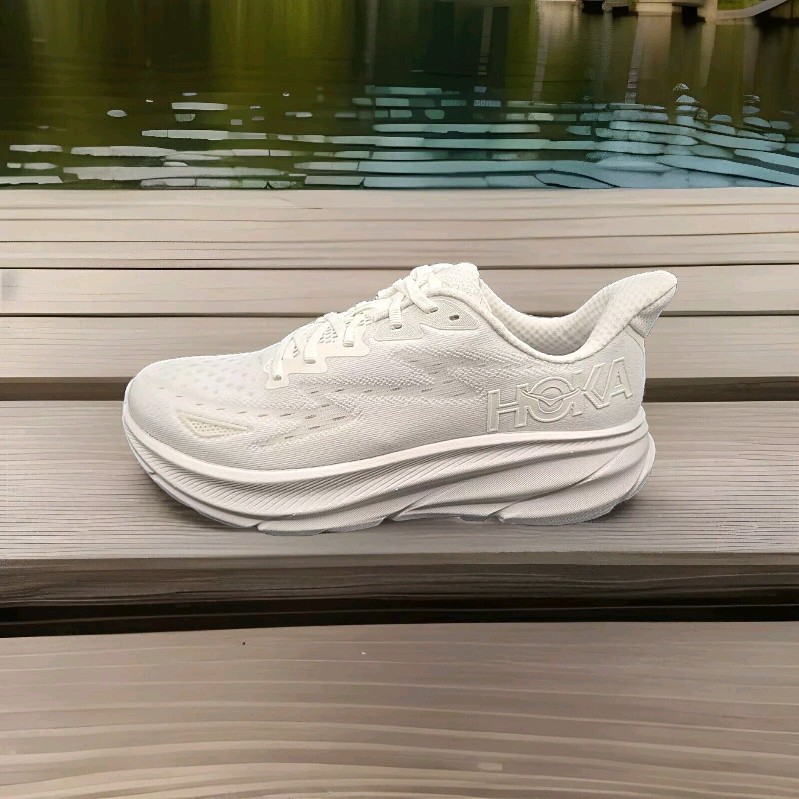 Hoka One One Clifton 9 Triple White Women's size 9.5B Standard In Box