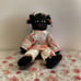 Vintage Handmade African American Rag Doll With Painted Face And Yarn Hair